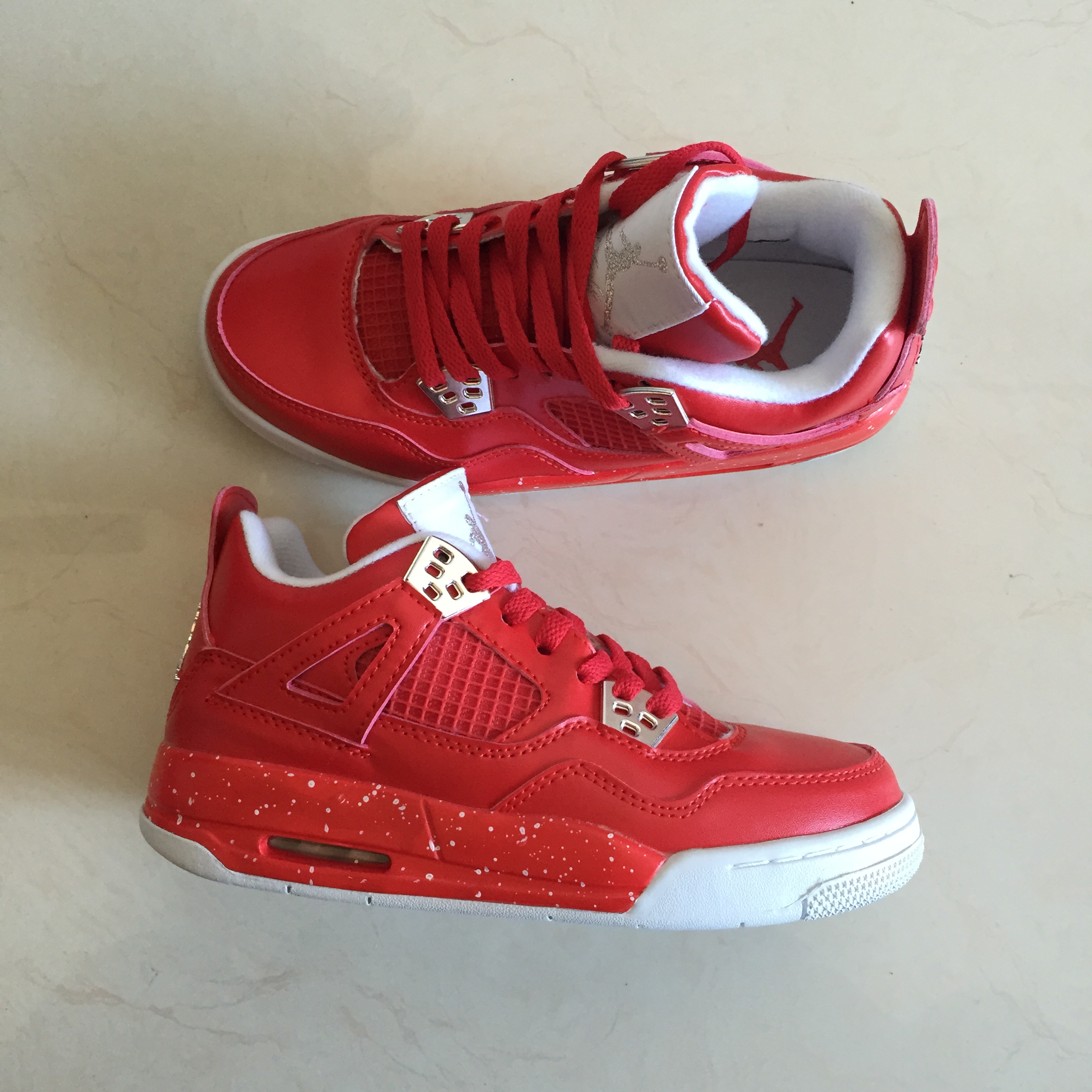 New Air Jordan 4 Spray Point All Red Shoes - Click Image to Close